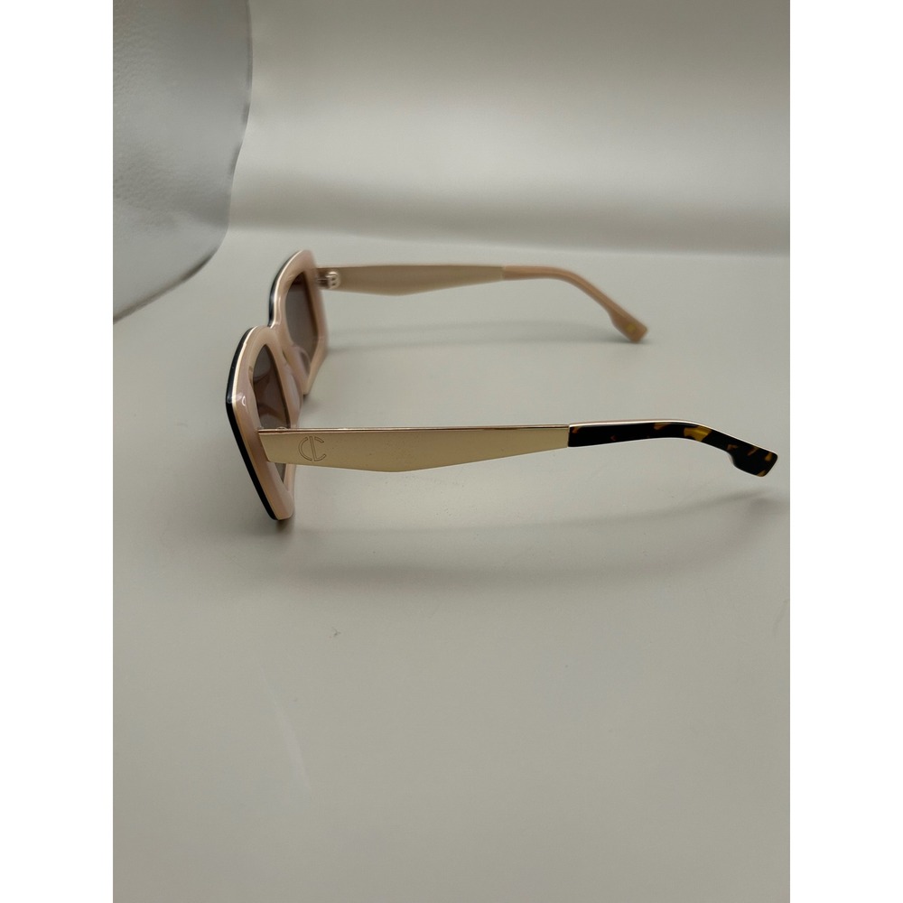 Christian Siriano Rectangle Sunglasses Tortoiseshell Blush Pink Gold CS Logo - Picture 3 of 5